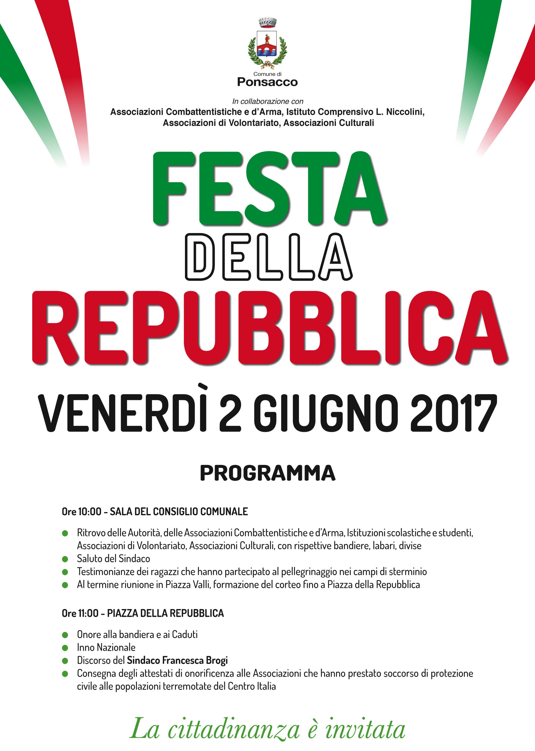 Festa della Repubblica venerdì 2 Giugno 2017 